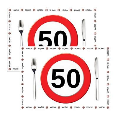 Placemat 50 jaar - 20x stuks - 42 x 30 cm - 90g - papier - verjaardag - jubileum