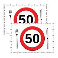 Placemat 50 jaar - 20x stuks - 42 x 30 cm - 90g - papier - verjaardag - jubileum