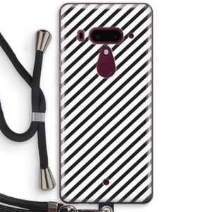 Strepen zwart-wit: HTC U12+ Transparant Hoesje met koord
