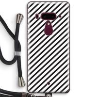 Strepen zwart-wit: HTC U12+ Transparant Hoesje met koord