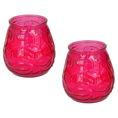 Set van 3x stuks citronella lowboy tafelkaarsen - 10 cm - rood glas