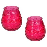 Set van 3x stuks citronella lowboy tafelkaarsen - 10 cm - rood glas