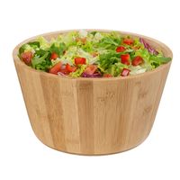 Salade of voedsel serveer schaal - bamboe hout - lichtbruin - D30 x H16 cm