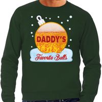 Foute kerst sweater / trui Daddy favorite balls bier groen heren - thumbnail