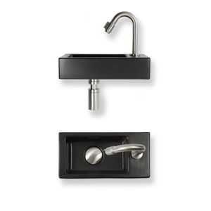 Fonteinset Baseline keramiek 36x18x9 cm zwart mat