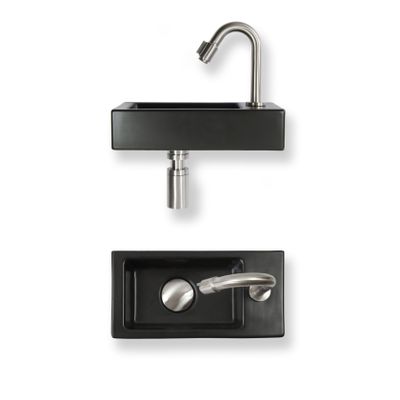 Fonteinset Baseline keramiek 36x18x9 cm zwart mat