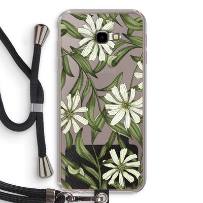 Wit bloemenpatroon: Samsung Galaxy J4 Plus Transparant Hoesje met koord