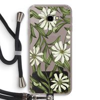 Wit bloemenpatroon: Samsung Galaxy J4 Plus Transparant Hoesje met koord