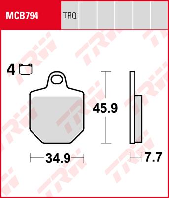 TRW Remblokken, en remschoenen voor de moto, MCB794TRQ Sinter track