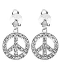 Hippie Flower Power Sixties sieraden set oorbellen peace tekens - thumbnail