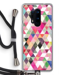 Gekleurde driehoekjes: OnePlus 8 Pro Transparant Hoesje met koord