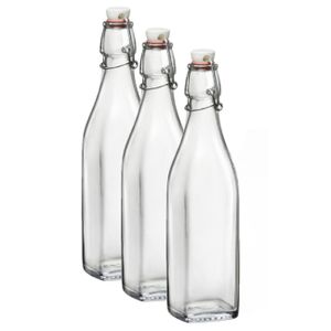 3x Beugelflessen/weckflessen transparant 250 ml vierkant