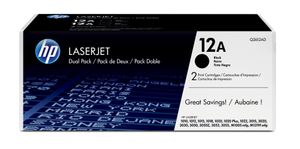 HP 12A 2-pack Black Original LaserJet Toner Cartridges with UltraPrecise Toner tonercartridge 2 stuk(s) Origineel Zwart
