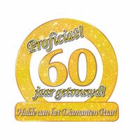 Huldebord Proficiat 60 jaar getrouwd! verkeersbord goud - thumbnail