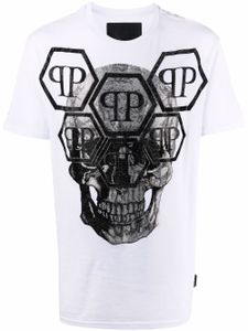 Philipp Plein t-shirt à logo en strass - Blanc