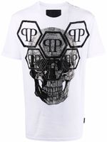 Philipp Plein t-shirt à logo en strass - Blanc