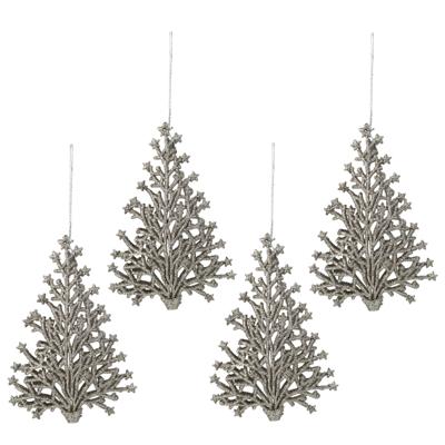 Decoris kerstboom hangers - 4x - champagne glitters - 15 cm - kerst ornamenten - Kunststof Decoris kerstboom hangers - 4x - champagne glitters - 15 cm - kerst ornamenten - Kunststof