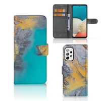 Samsung Galaxy A73 5G Bookcase Marble Blue Gold - thumbnail