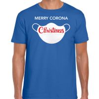Merry corona Christmas fout Kerstshirt / outfit blauw voor heren - thumbnail