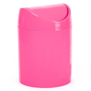 Plasticforte Mini prullenbakje met klepdeksel - fuchsia - 1,4L - 17 cm