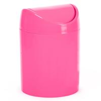 Plasticforte Mini prullenbakje met klepdeksel - fuchsia - 1,4L - 17 cm