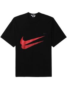 Black Comme Des Garçons t-shirt en coton à logo Swoosh imprimé - Noir