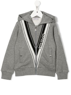 Moncler Enfant veste en maille à capuche - Gris