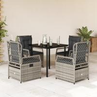 5-delige Tuinset met kussens poly rattan grijs