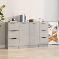 Dressoirs 3 st bewerkt hout betongrijs