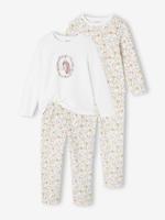Set van 2 pyjama's fluweel / velours Eenhoorn meisje ecru