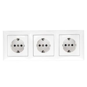 Wandcontactdoos - Aigi Cika - Inbouw - 3-voudig - Randaarde - Incl. Afdekraam - Wit