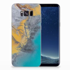 Samsung Galaxy S8 Plus TPU Siliconen Hoesje Marble Blue Gold