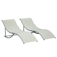 Deze twee loungestoelen van Outsunny zijn ontworpen in een elegant S-vormig ontwerp, dat ergonomisch is ontworpen en uitnodigt om te ontspannen en uit - thumbnail
