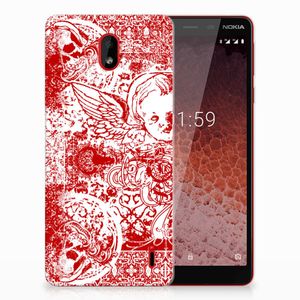 Silicone Back Case Nokia 1 Plus Angel Skull Rood