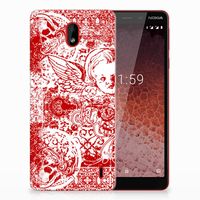 Silicone Back Case Nokia 1 Plus Angel Skull Rood - thumbnail