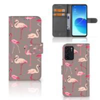 OPPO Reno6 5G | Telefoonhoesje | Met pasjeshouder | Flamingo