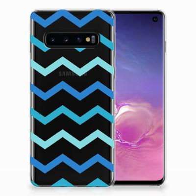 Samsung Galaxy S10 | TPU bumper | Zigzag Blauw
