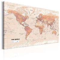 Schilderij - Wereldkaart , Oranje Wereld