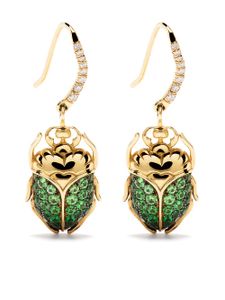 Aurelie Bidermann boucles d'oreilles Scarab en or 18ct ornées de diamants et tsavorites