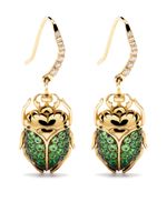 Aurelie Bidermann boucles d'oreilles Scarab en or 18ct ornées de diamants et tsavorites - thumbnail