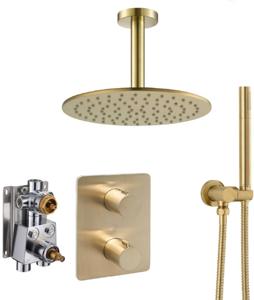 Ben Lavion 250 inbouw regendoucheset met plafondaansluiting Ø25cm geborsteld messing pvd