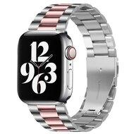 Stalen schakelband - Zilver met rosé pink - Geschikt voor Apple watch 44mm / 45mm / 46mm / 49mm