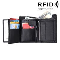 Echte koeienhuid lederen 3-opvouwbare kaarthouder portemonnee RFID blokkeren kaart tas Bescherm Case voor mannen grootte: 13 * 10.2 * 2.5 cm