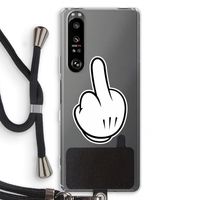 Middle finger black: Sony Xperia 1 III Transparant Hoesje met koord