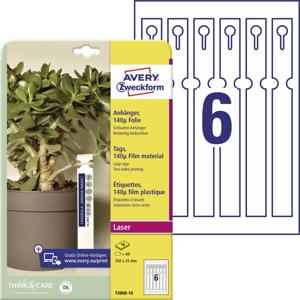 Avery-Zweckform T3008-10 Labels met lus 250 x 25 mm Polyester Wit 60 stuk(s) Niet hechtend Laser (kleur), Laser (zwart/wit)