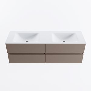 MONDIAZ VICA 150cm badmeubel onderkast Smoke 4 lades. Wastafel CLOUD dubbel 2 kraangaten, kleur Talc.