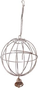Metalen hooi-/groenvoerbal met bel chroom 11 cm - Gebr de boon