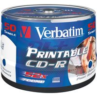 Verbatim CD-R 700 MB blanco cd's 52x, 50 stuks, Bedrukbaar