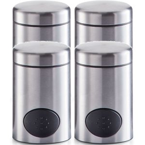 4x Zoetjes dispensers voor kantoor/bedrijf 8,5 cm RVS   -