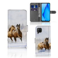 Huawei P40 Lite Telefoonhoesje met Pasjes Paarden - thumbnail